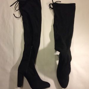 Tall Black Suede High-Heeled Boots Size Women’s 8